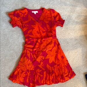 Perfect for Easter Floral Red and Orange Kids Dress